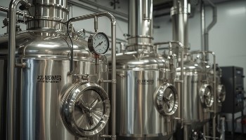 Cuves de fermentation coniques et cylindriques pour une fermentation optimale. Contrôle température et récupération levures.